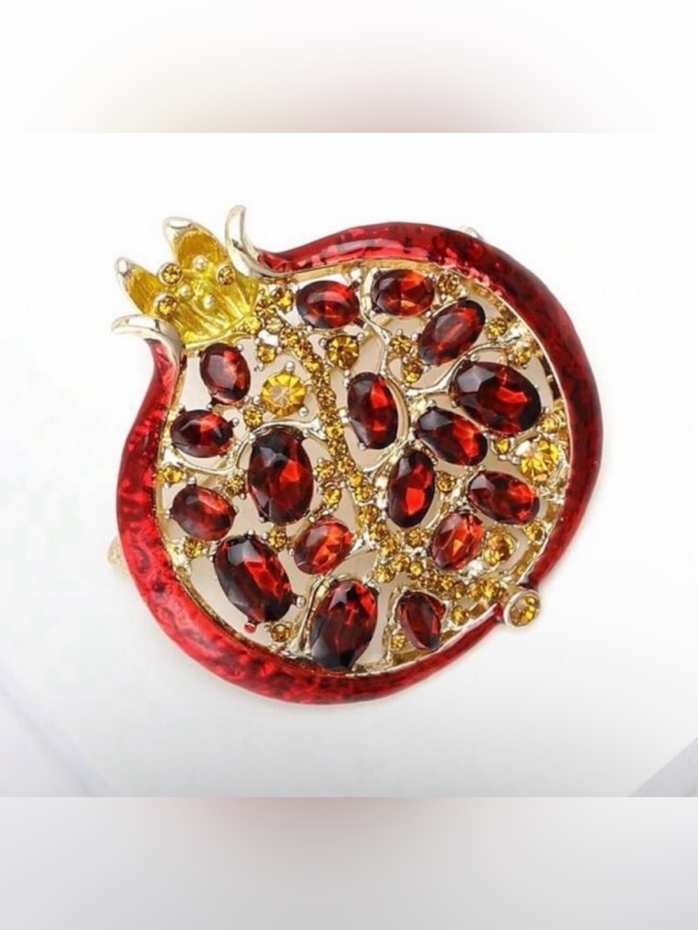 Vintage Pomegranate Rhinestone Brooch Pin